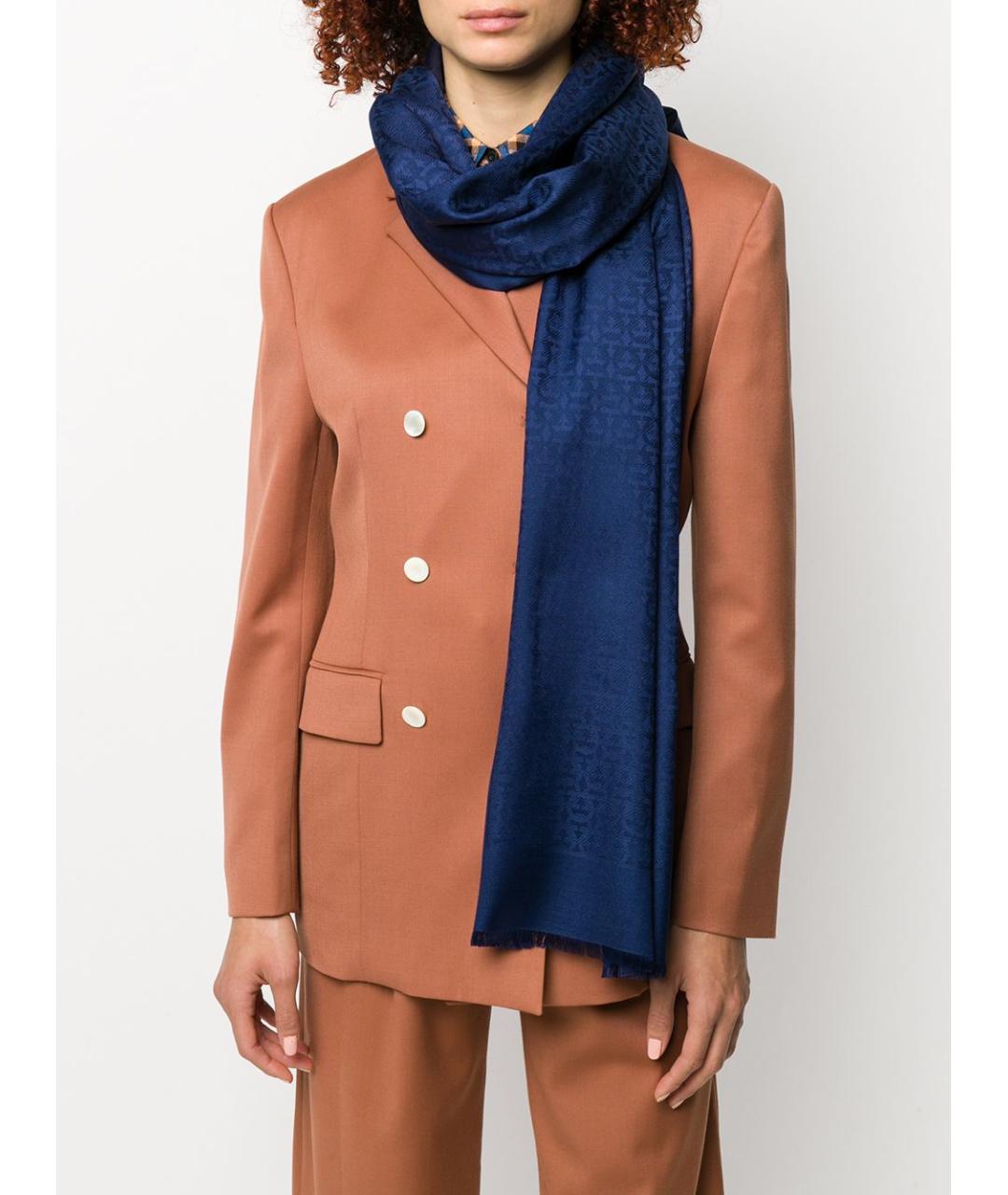 FERRAGAMO Синий шарф, фото 3