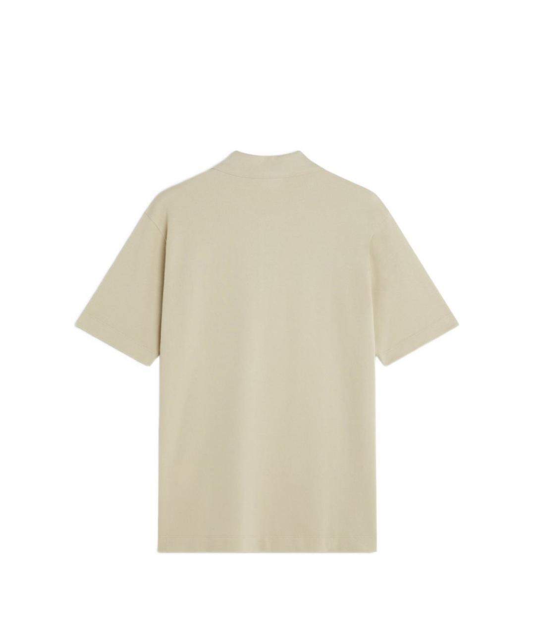 MAISON KITSUNE Бежевое хлопковое поло с коротким рукавом, фото 4