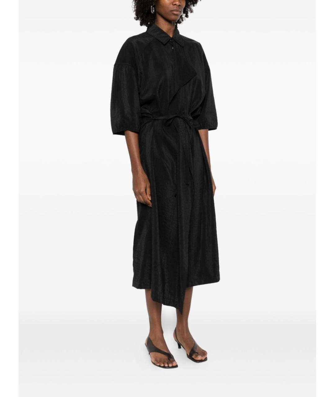 LEMAIRE Черное шелковое повседневное платье, фото 3