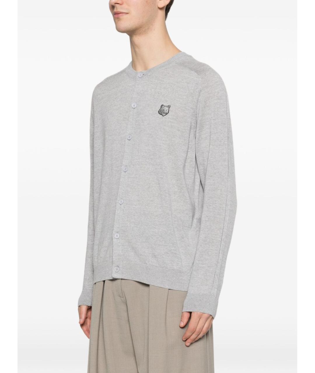 MAISON KITSUNE Серый шерстяной кардиган, фото 2
