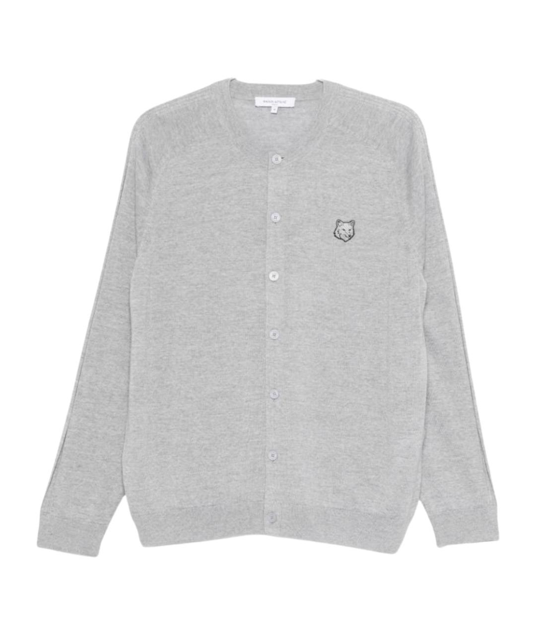 MAISON KITSUNE Серый шерстяной кардиган, фото 1