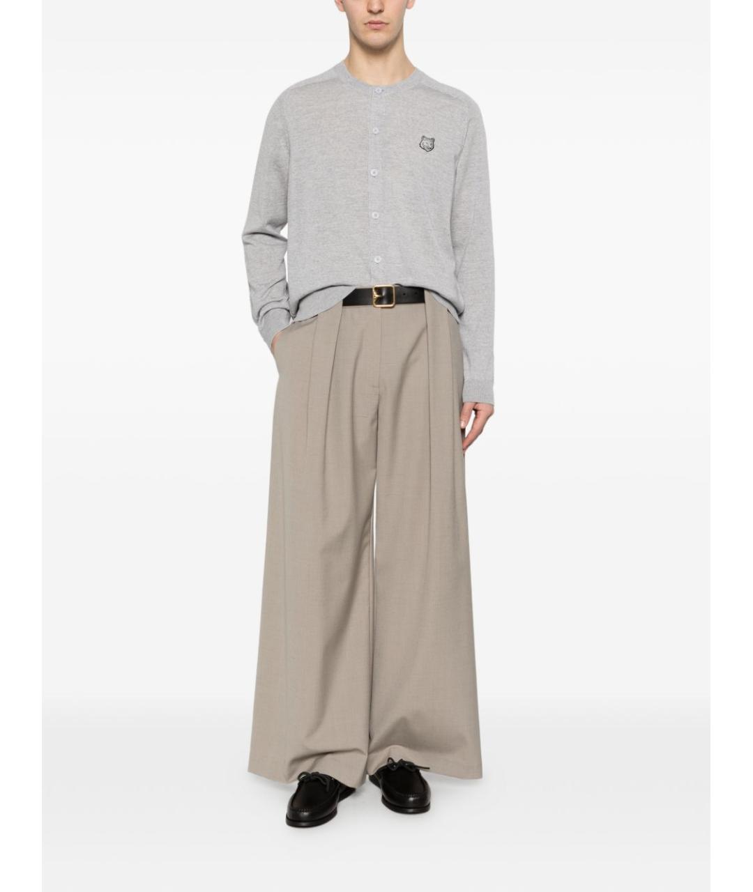 MAISON KITSUNE Серый шерстяной кардиган, фото 3