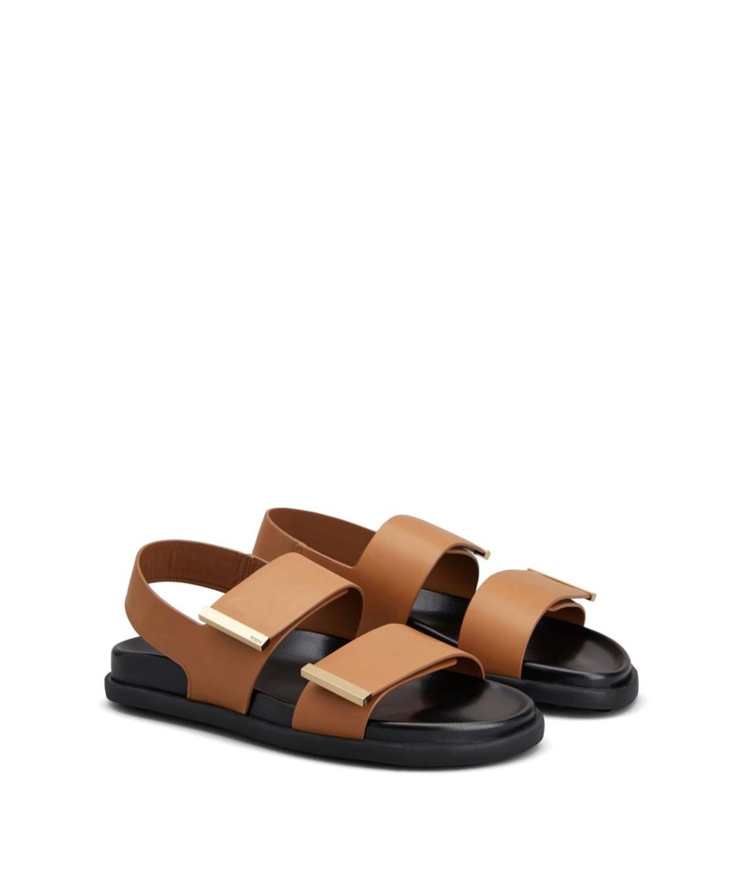 TOD'S Коричневые кожаные босоножки, фото 5