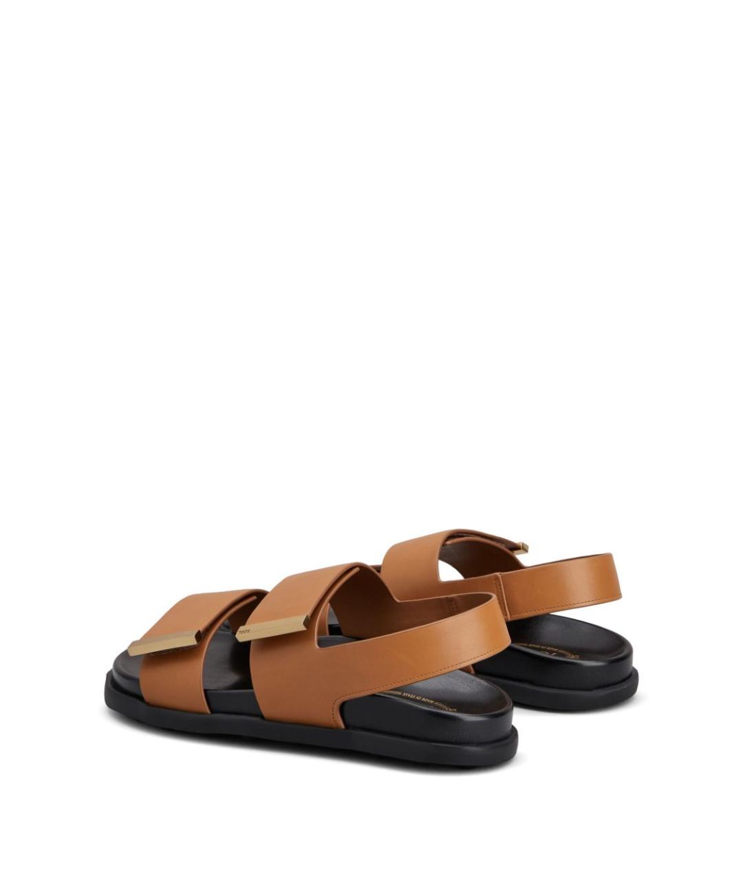 TOD'S Коричневые кожаные босоножки, фото 4