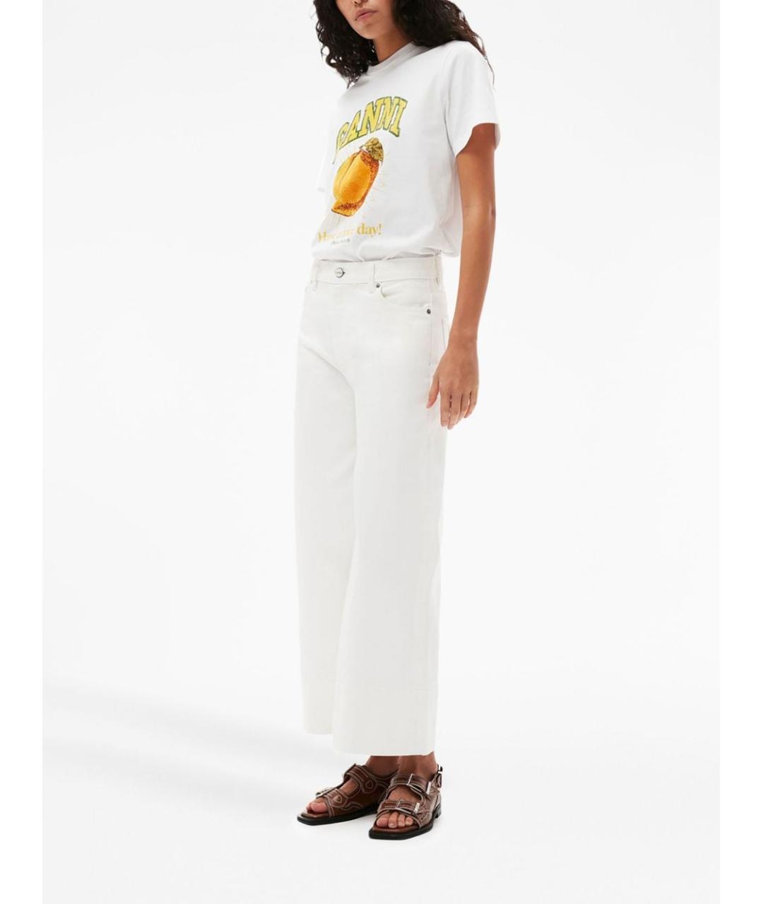 GANNI Белая хлопковая футболка, фото 4