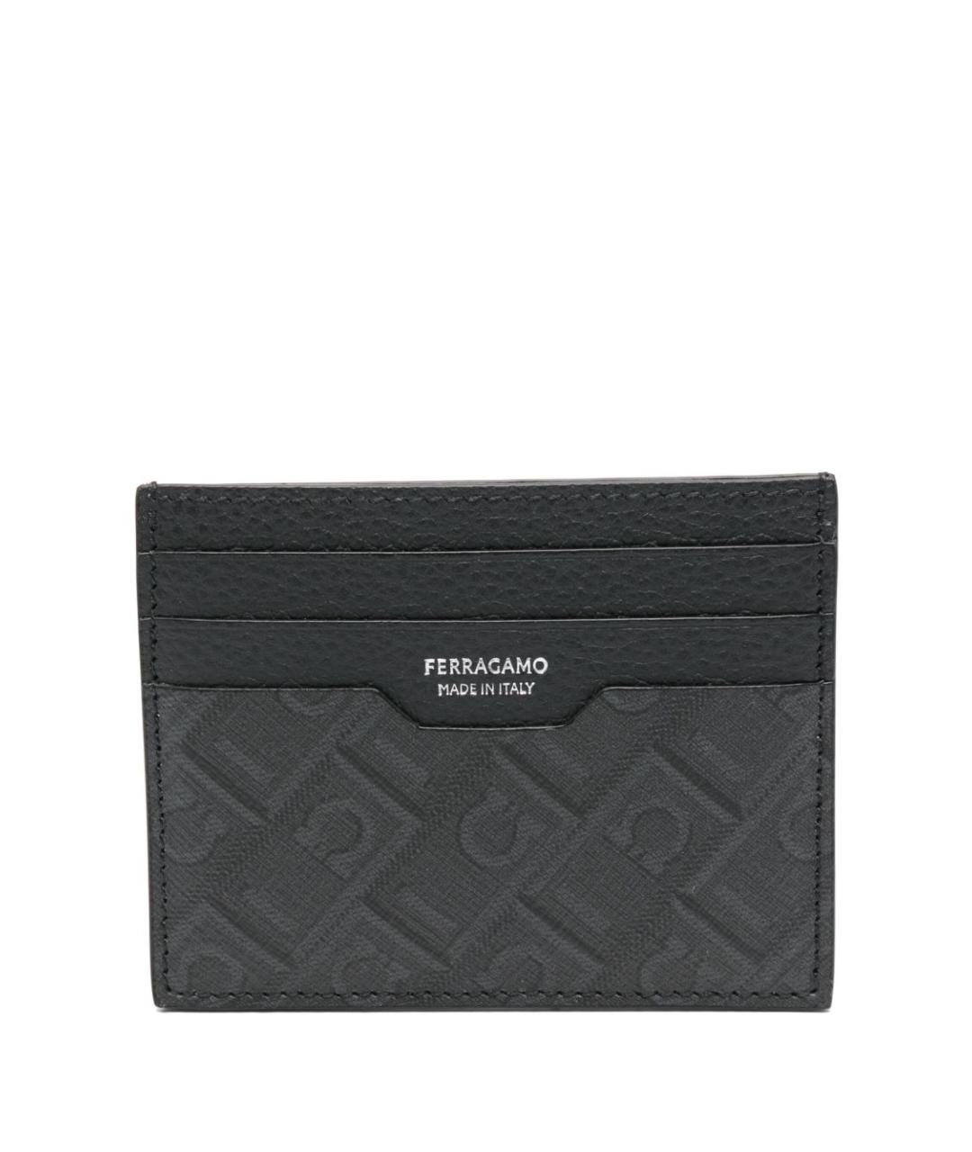 FERRAGAMO Черный кожаный кардхолдер, фото 3
