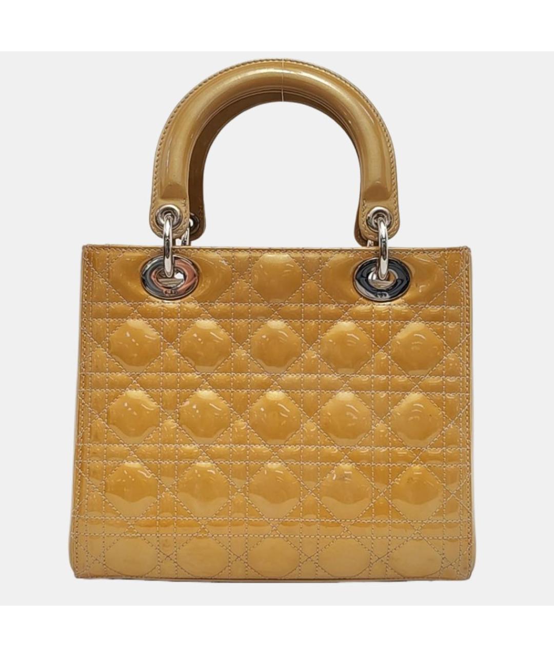 CHRISTIAN DIOR Горчичная сумка через плечо из лакированной кожи, фото 2