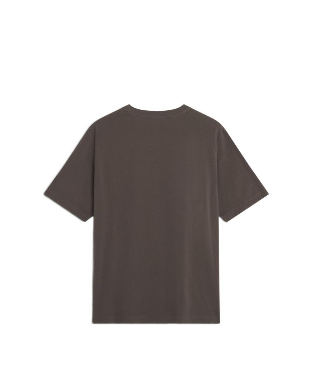 MAISON KITSUNE Коричневая хлопковая футболка, фото 3