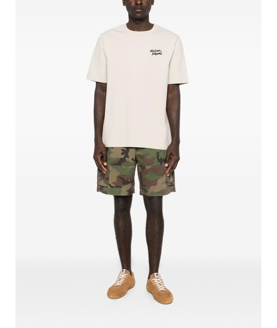 MAISON KITSUNE Бежевая хлопковая футболка, фото 5