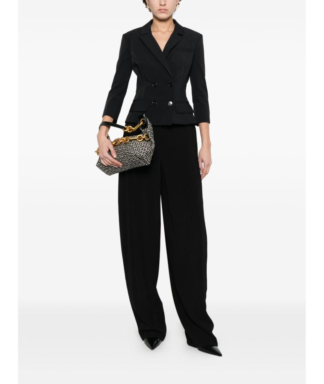 ELISABETTA FRANCHI Черные полиэстеровые прямые брюки, фото 3