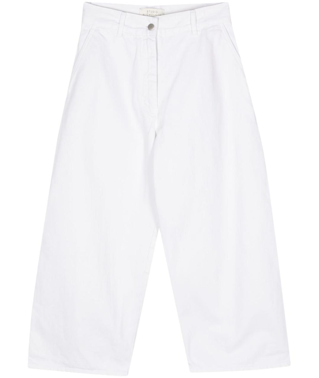 STUDIO NICHOLSON Белые хлопковые прямые джинсы, фото 1