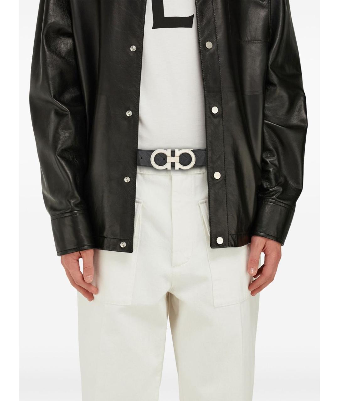 FERRAGAMO Черный кожаный ремень, фото 3