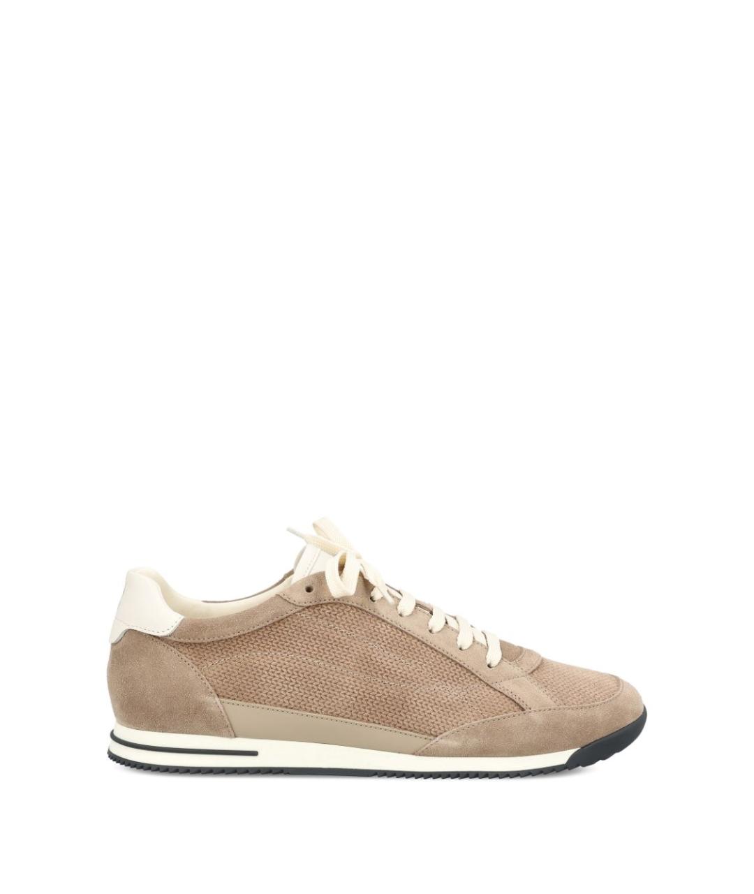 BRUNELLO CUCINELLI Бежевые замшевые низкие кроссовки / кеды, фото 5
