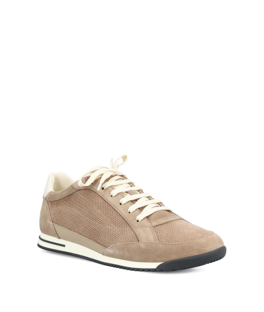 BRUNELLO CUCINELLI Бежевые замшевые низкие кроссовки / кеды, фото 4