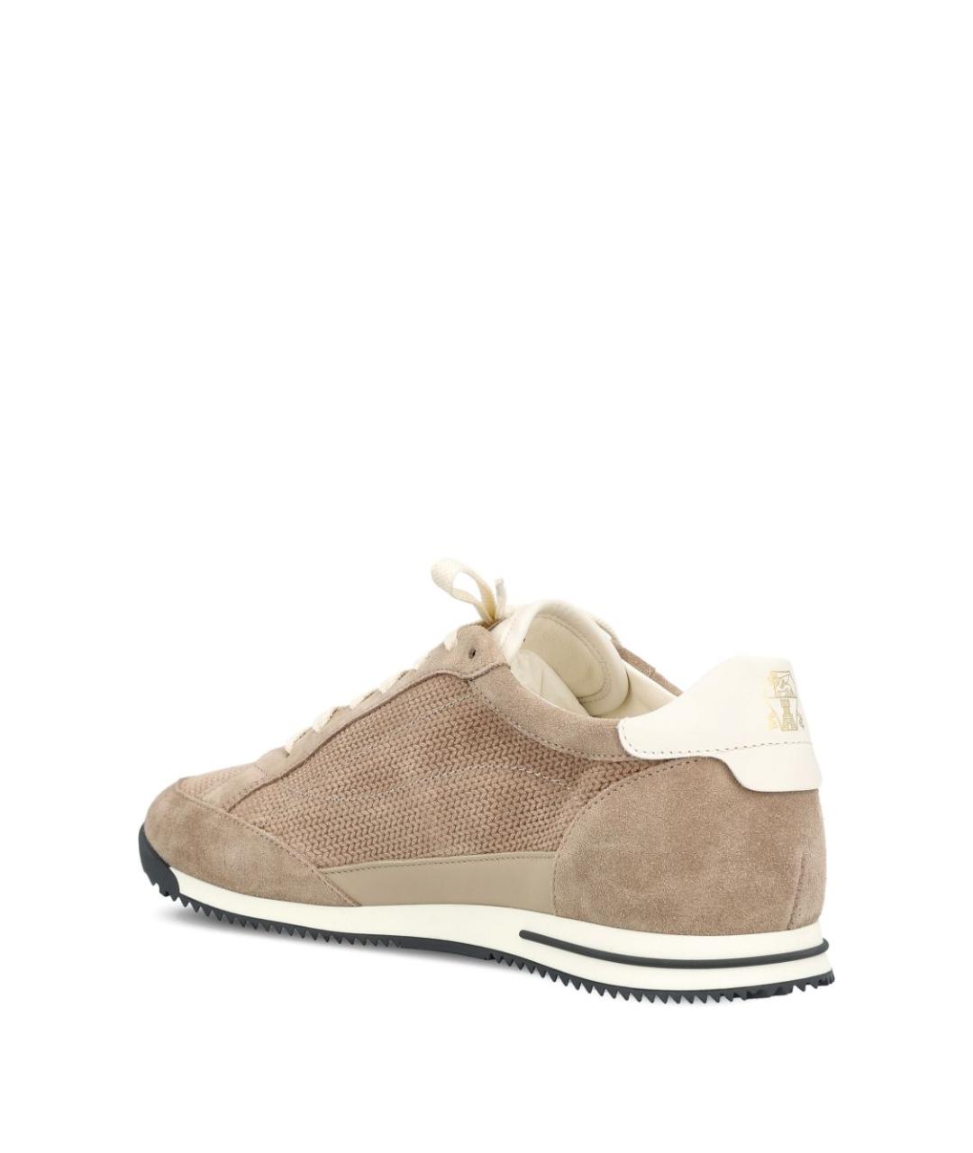 BRUNELLO CUCINELLI Бежевые замшевые низкие кроссовки / кеды, фото 2