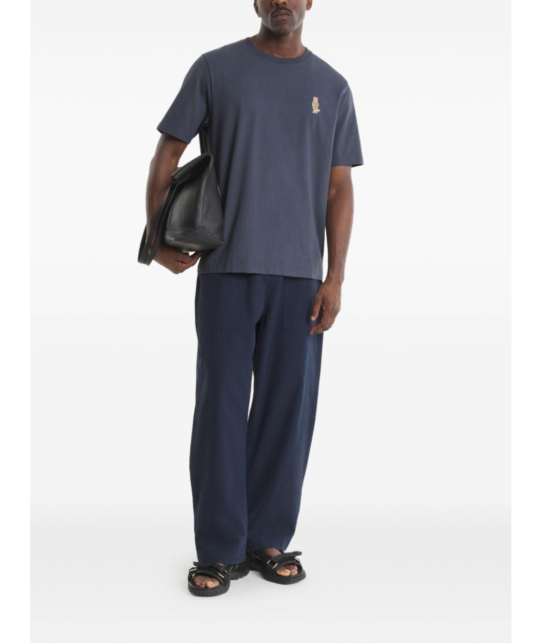 MAISON KITSUNE Синяя хлопковая футболка, фото 3