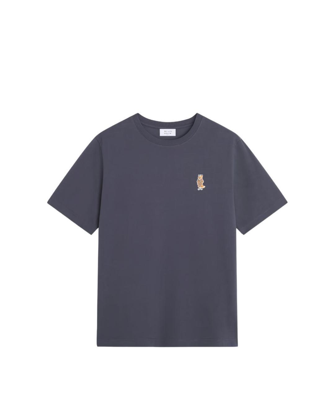 MAISON KITSUNE Синяя хлопковая футболка, фото 1