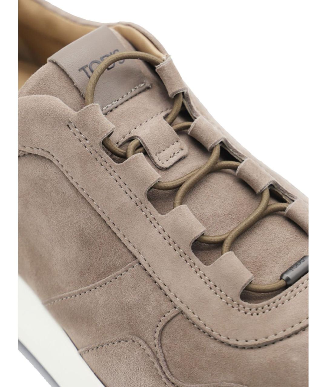 TOD'S Коричневые замшевые низкие кроссовки / кеды, фото 2