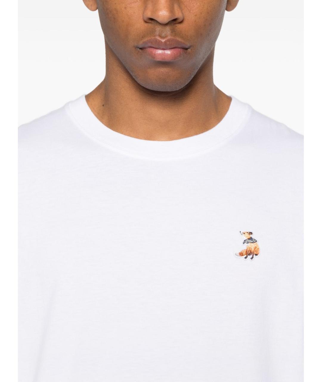 MAISON KITSUNE Белая хлопковая футболка, фото 4