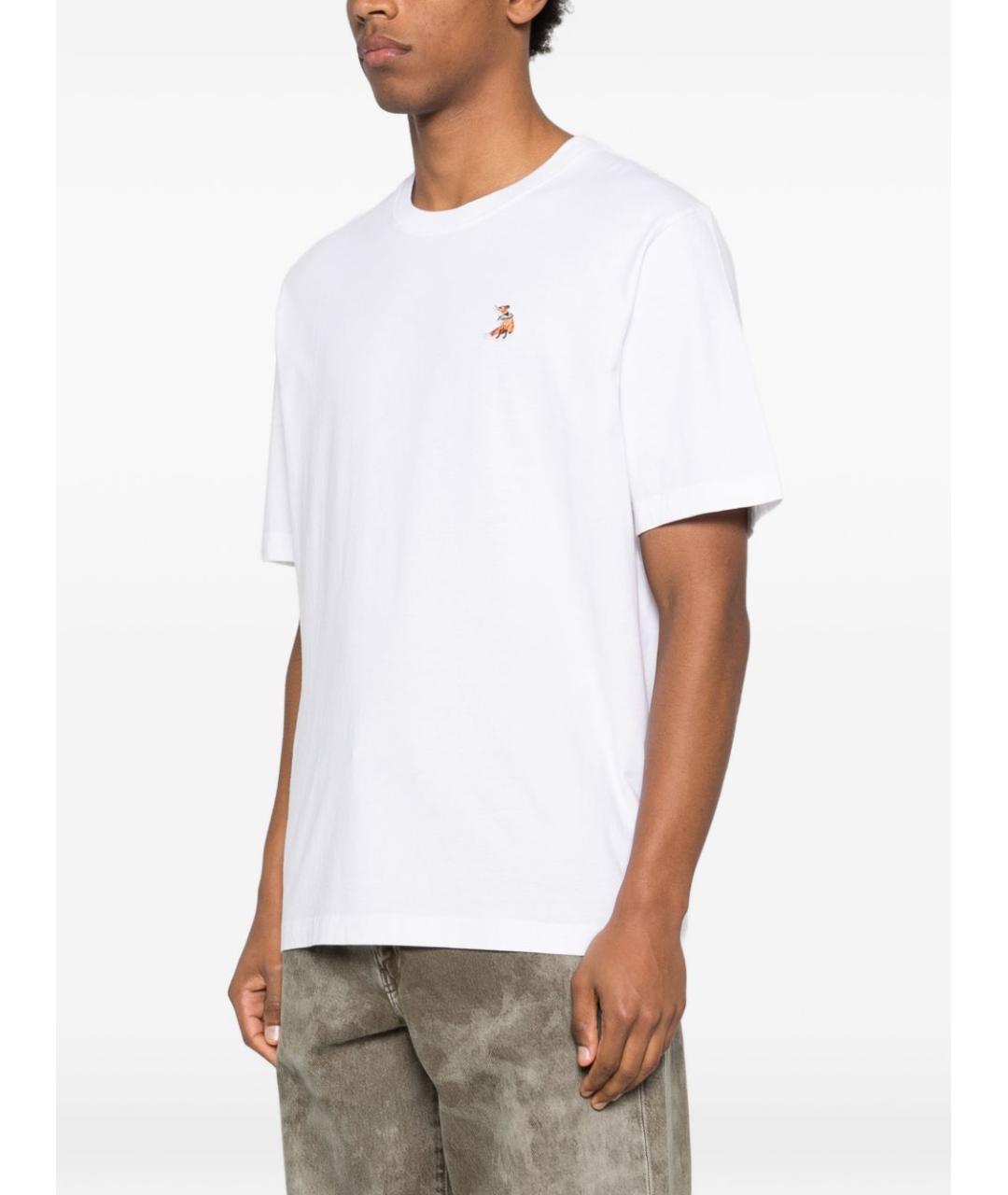 MAISON KITSUNE Белая хлопковая футболка, фото 2