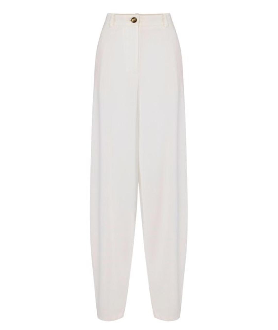 ELISABETTA FRANCHI Белые полиэстеровые прямые брюки, фото 1