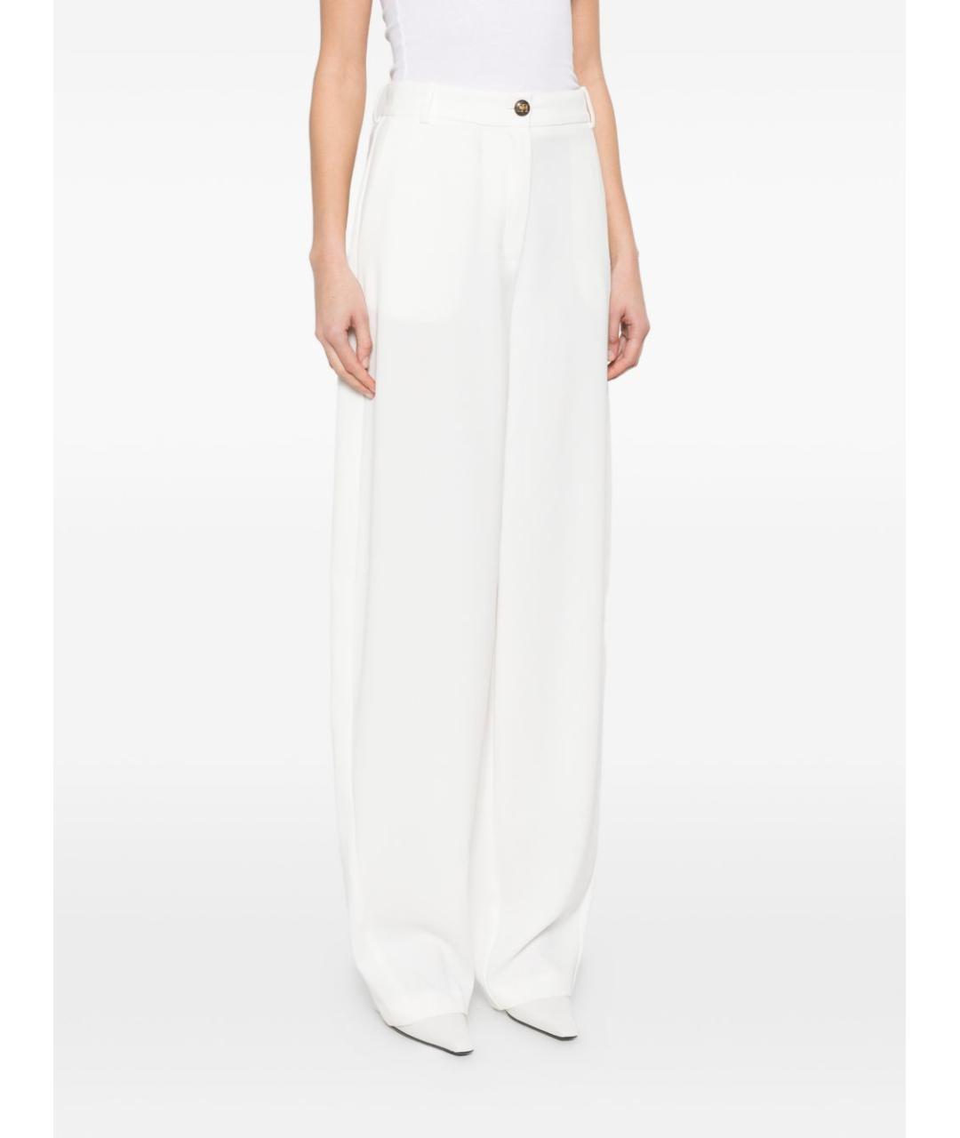 ELISABETTA FRANCHI Белые полиэстеровые прямые брюки, фото 2