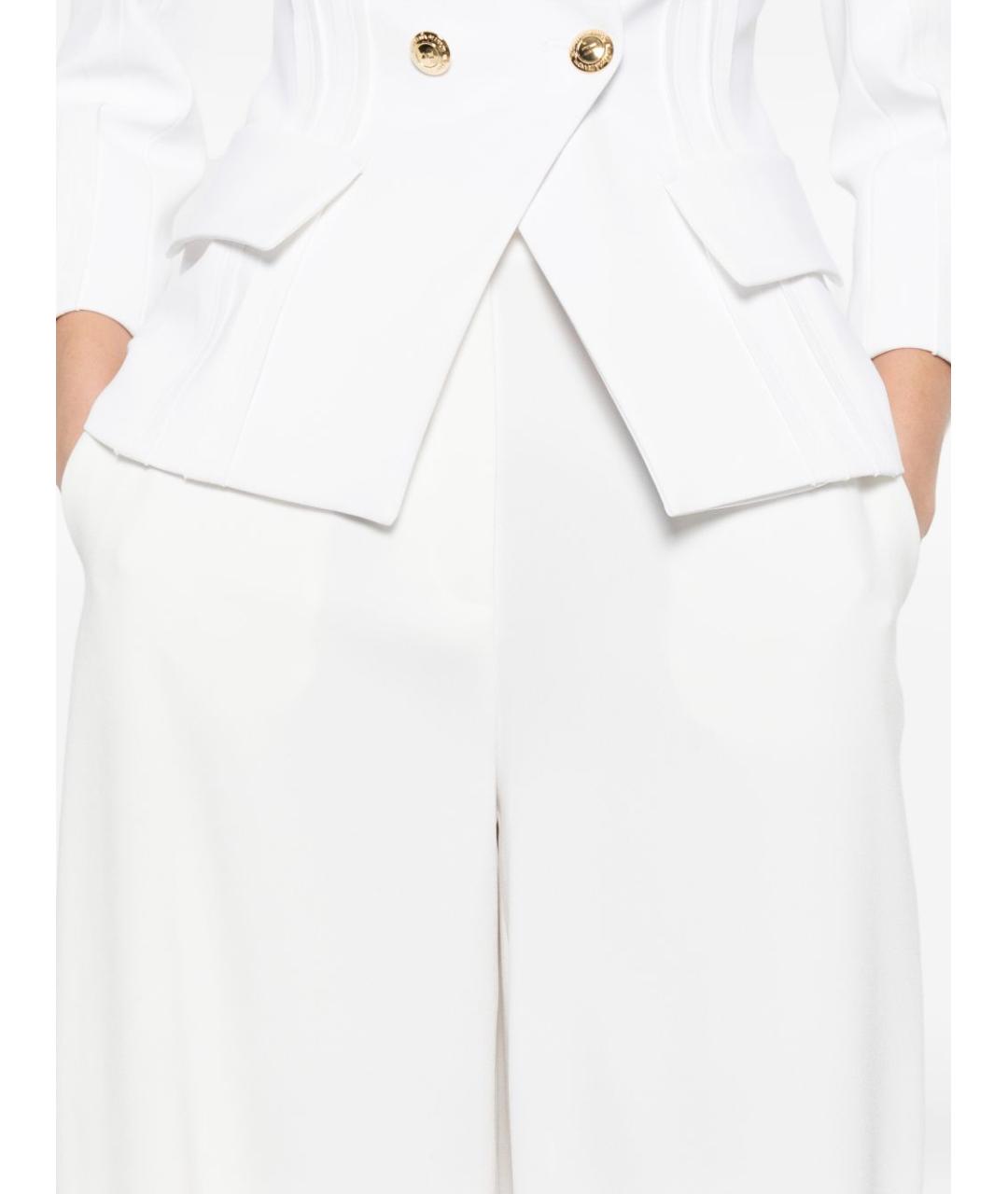 ELISABETTA FRANCHI Белые полиэстеровые прямые брюки, фото 5