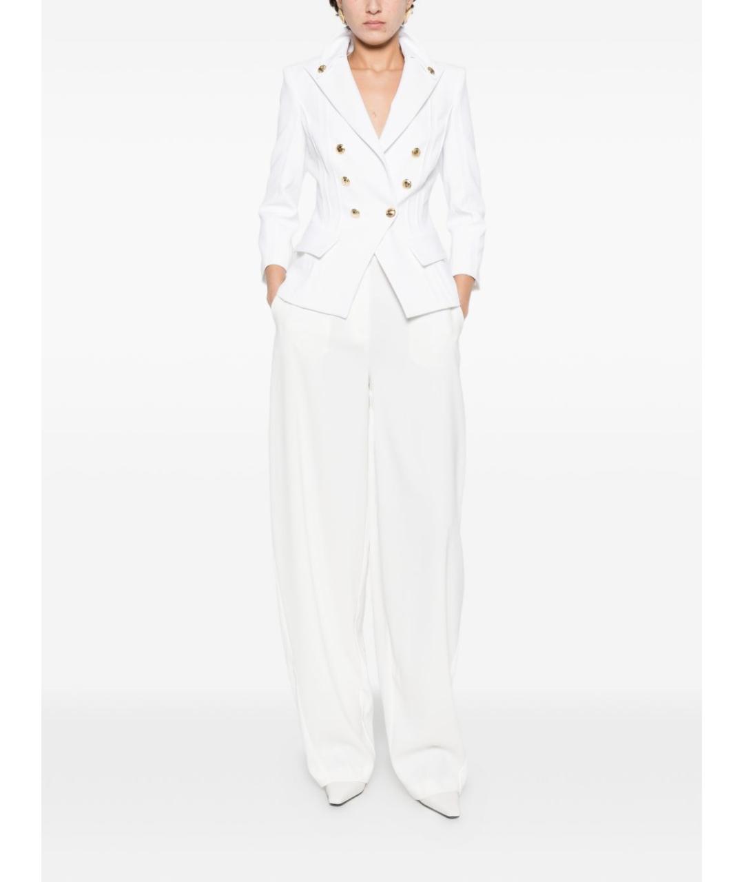 ELISABETTA FRANCHI Белые полиэстеровые прямые брюки, фото 3