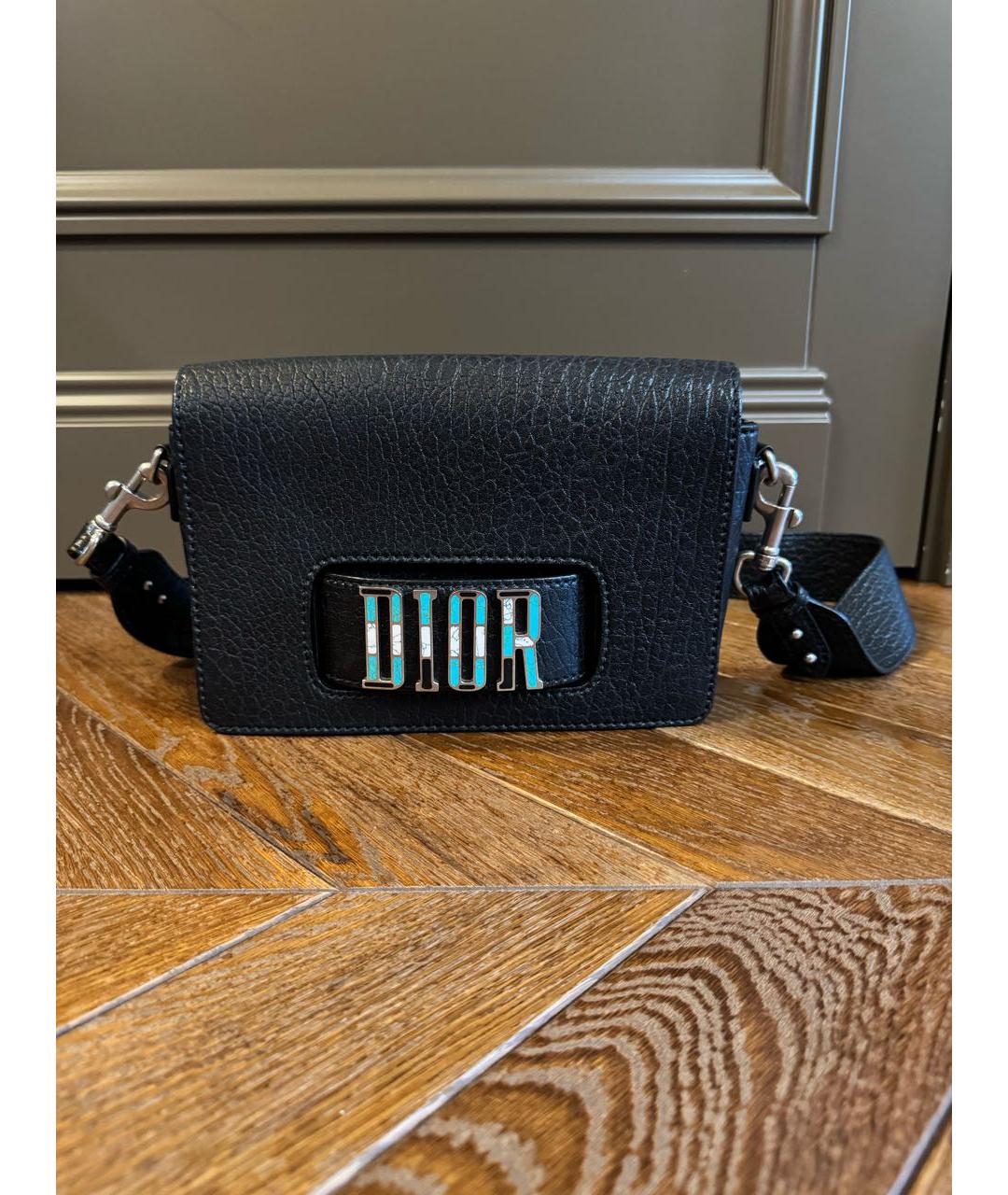 CHRISTIAN DIOR Черная кожаная сумка через плечо, фото 7