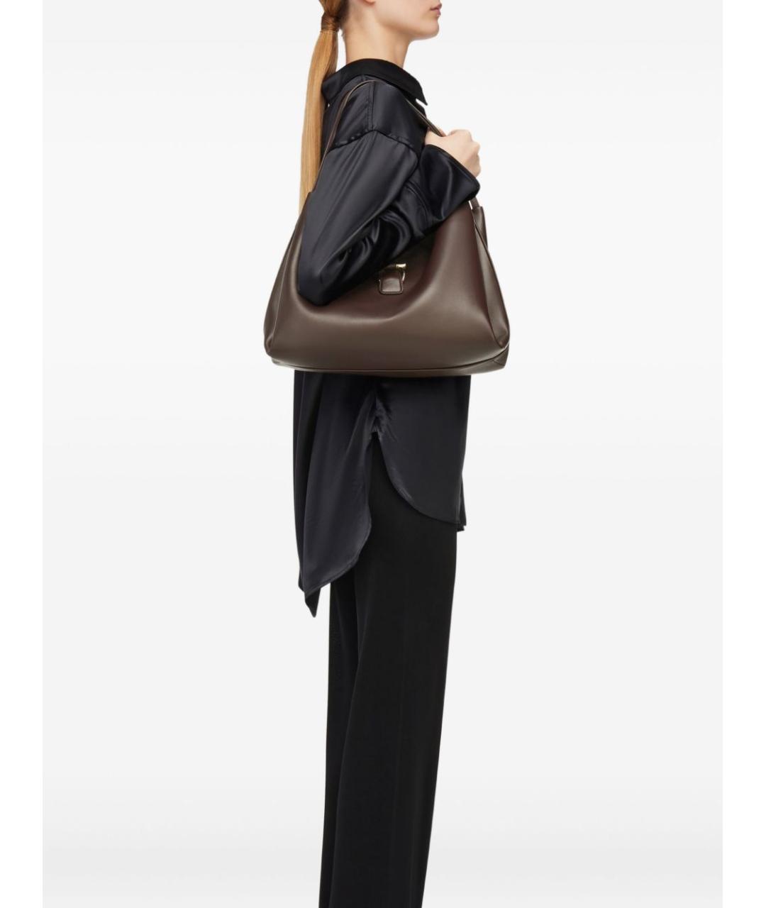 FERRAGAMO Серая кожаная сумка тоут, фото 4