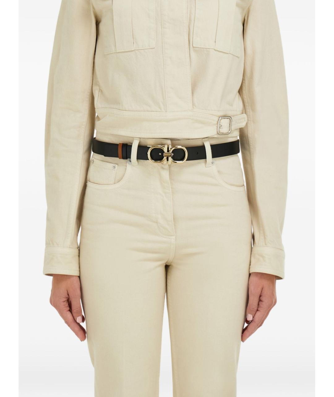 FERRAGAMO Черный кожаный ремень, фото 3