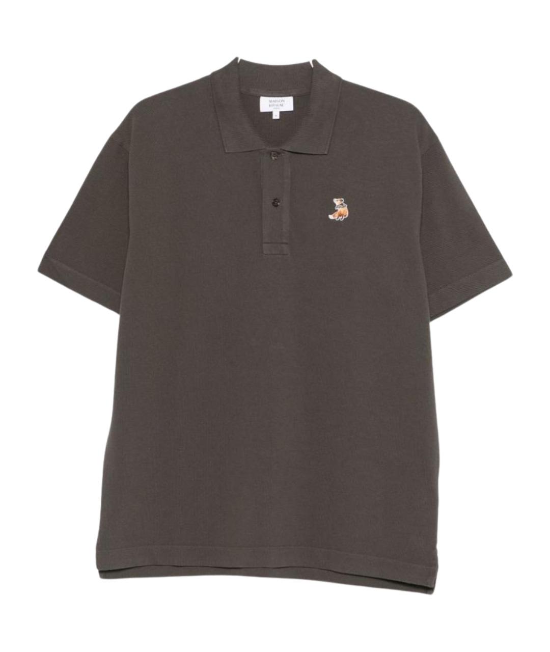 MAISON KITSUNE Коричневое хлопковое поло с коротким рукавом, фото 1
