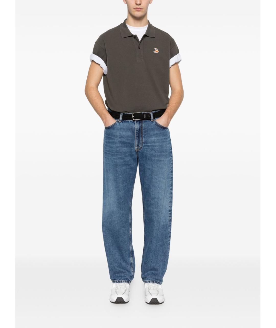 MAISON KITSUNE Коричневое хлопковое поло с коротким рукавом, фото 3