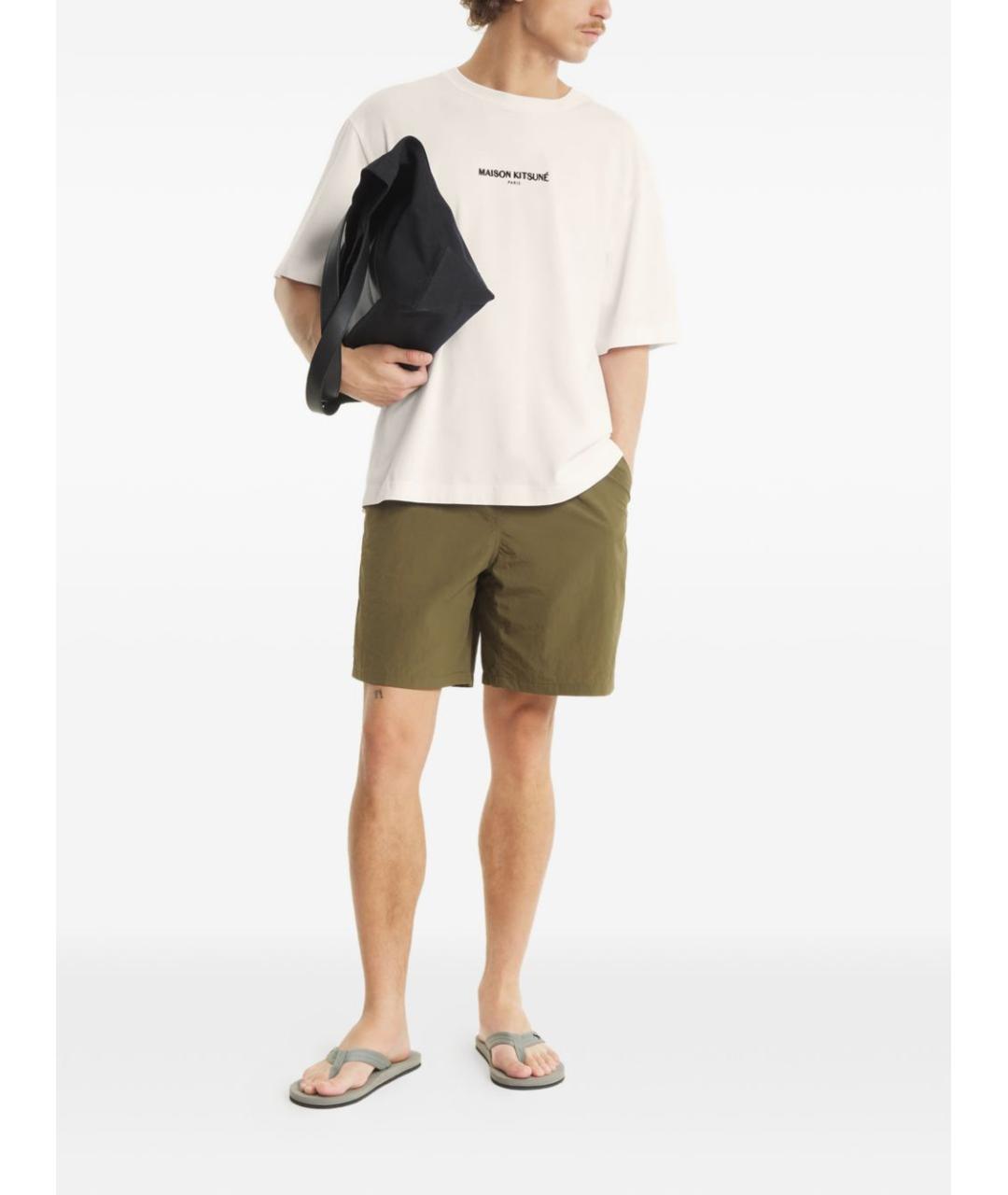 MAISON KITSUNE Бежевая хлопковая футболка, фото 2