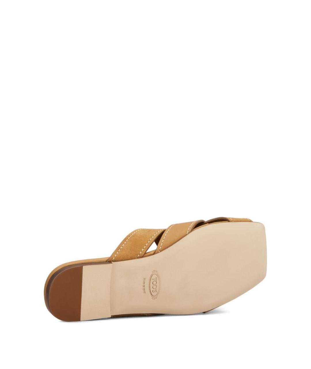 TOD'S Коричневые кожаные шлепанцы, фото 3