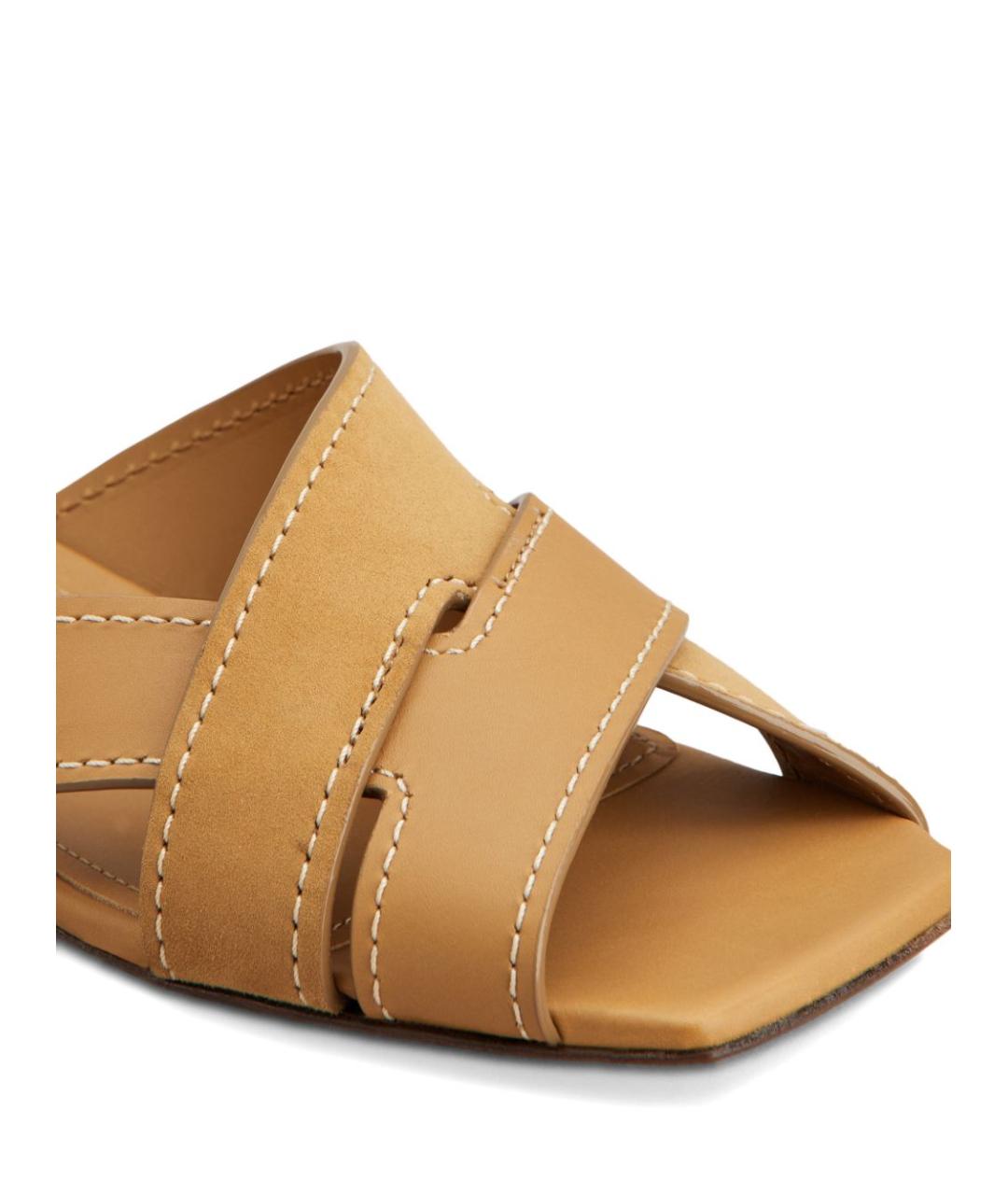 TOD'S Коричневые кожаные шлепанцы, фото 4