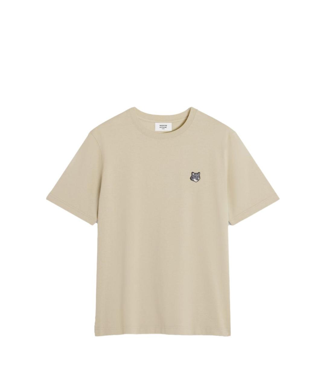 MAISON KITSUNE Бежевая хлопковая футболка, фото 1
