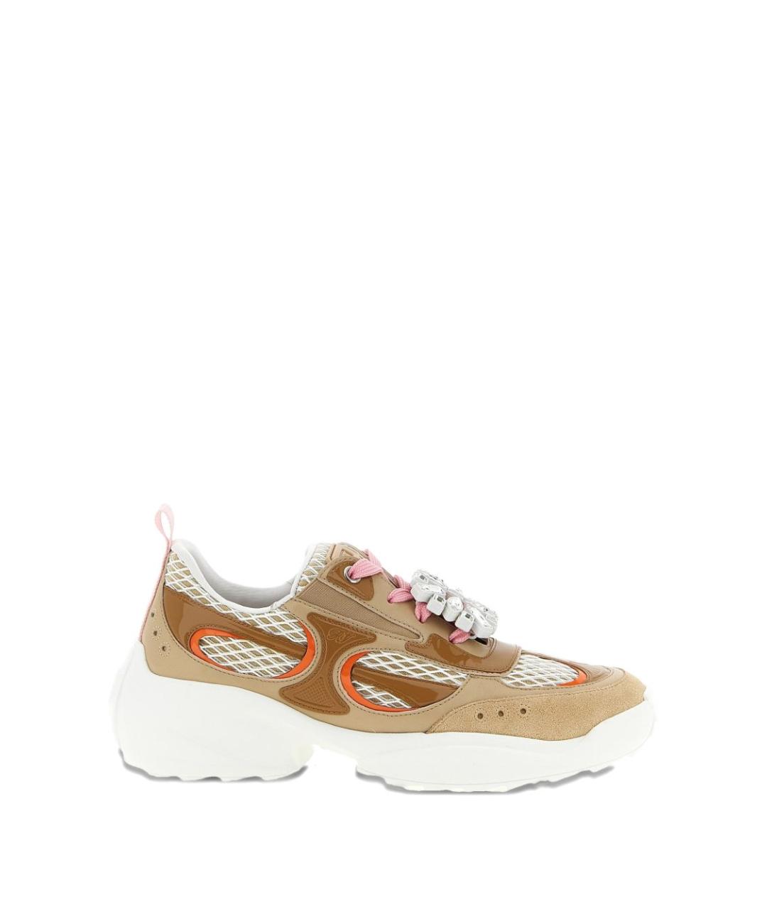 ROGER VIVIER Бежевые кожаные кроссовки, фото 1