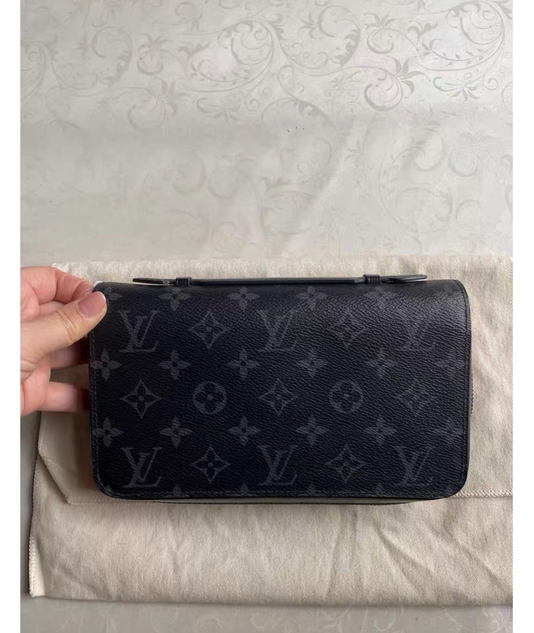 LOUIS VUITTON Черный кожаный кошелек, фото 2