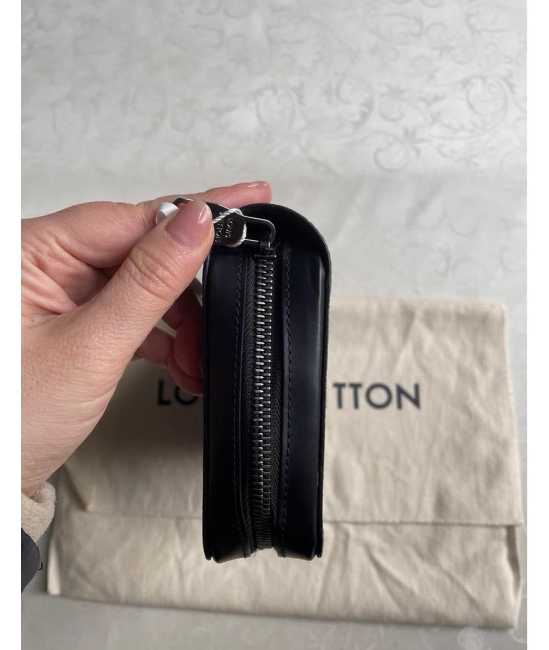 LOUIS VUITTON Черный кожаный кошелек, фото 6