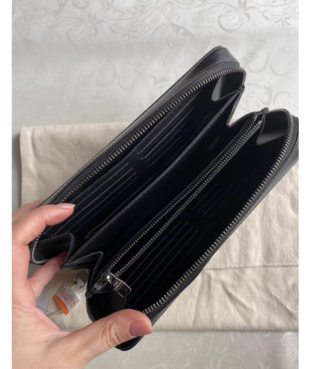 LOUIS VUITTON Черный кожаный кошелек, фото 3