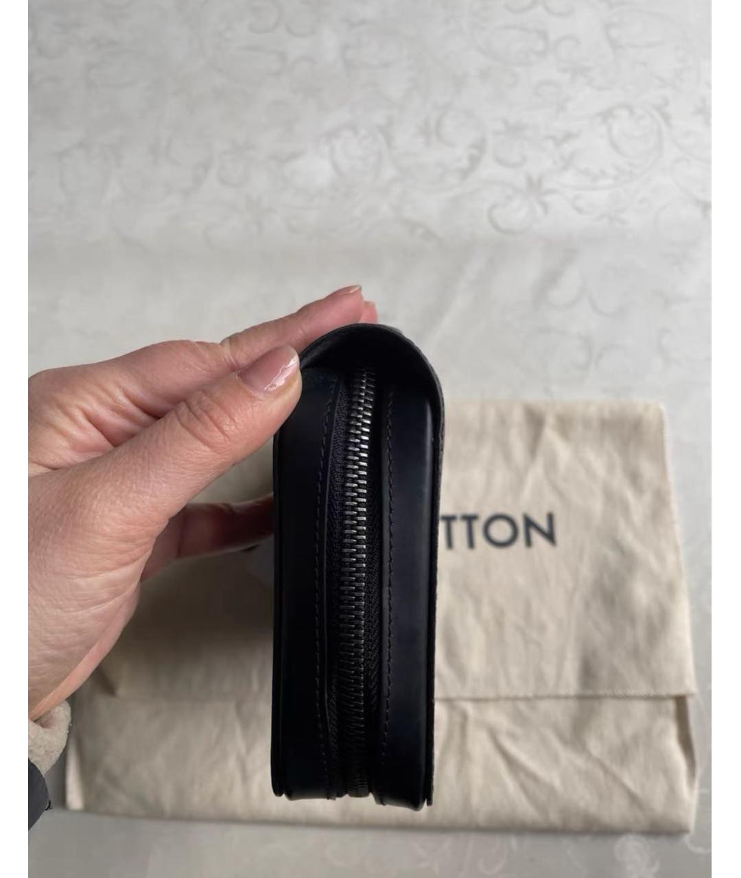 LOUIS VUITTON Черный кожаный кошелек, фото 5