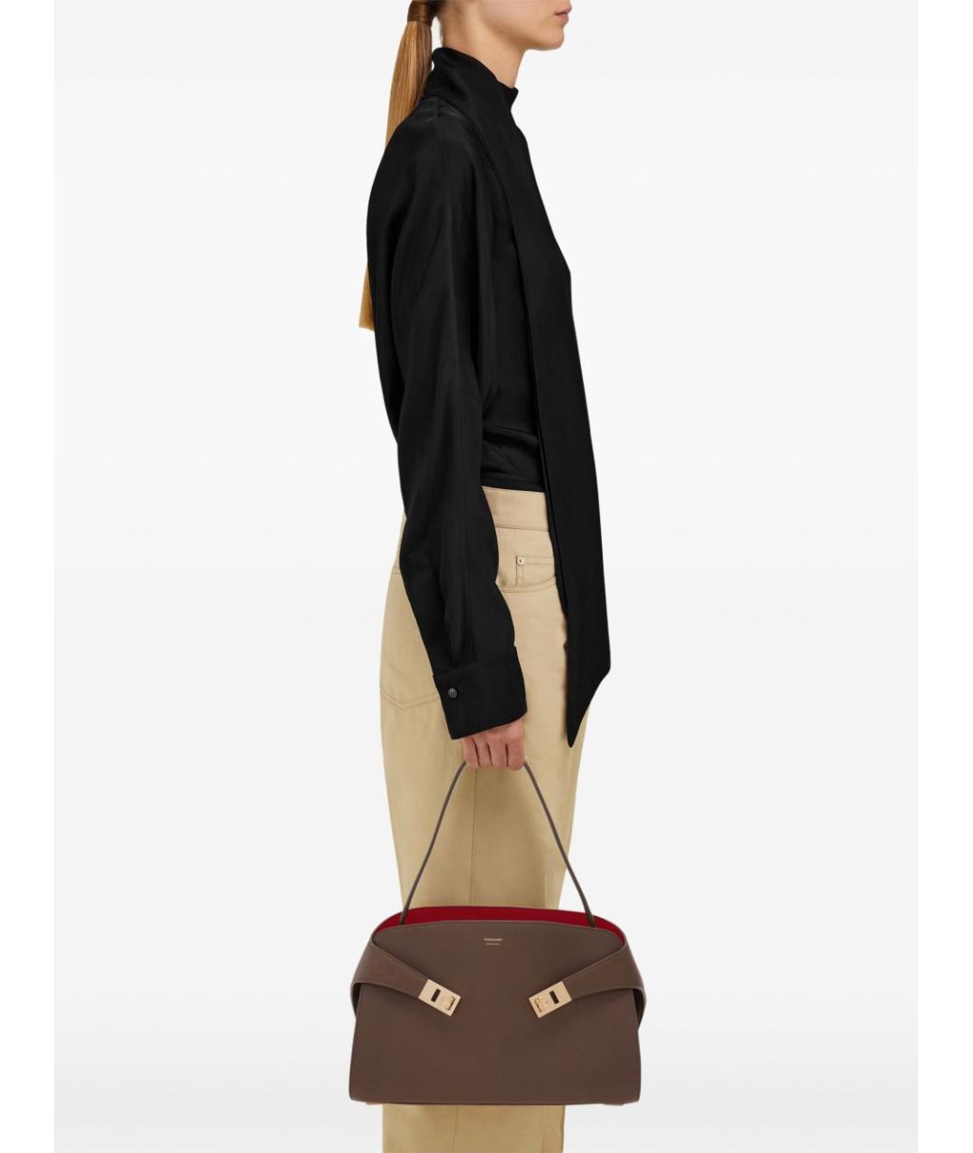 FERRAGAMO Коричневая кожаная сумка тоут, фото 6