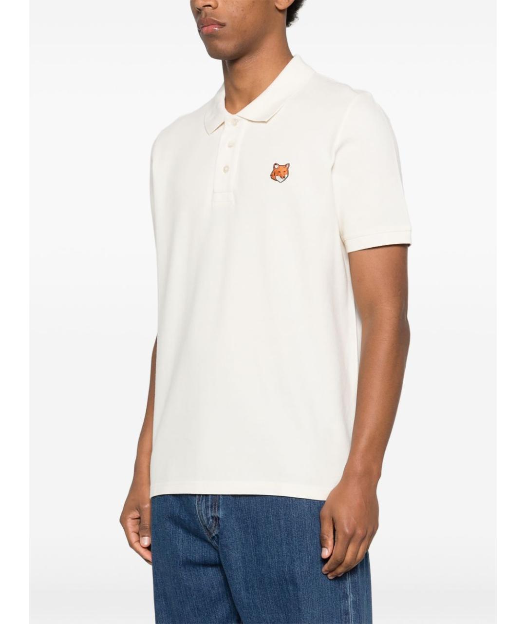 MAISON KITSUNE Бежевая хлопковая футболка, фото 5