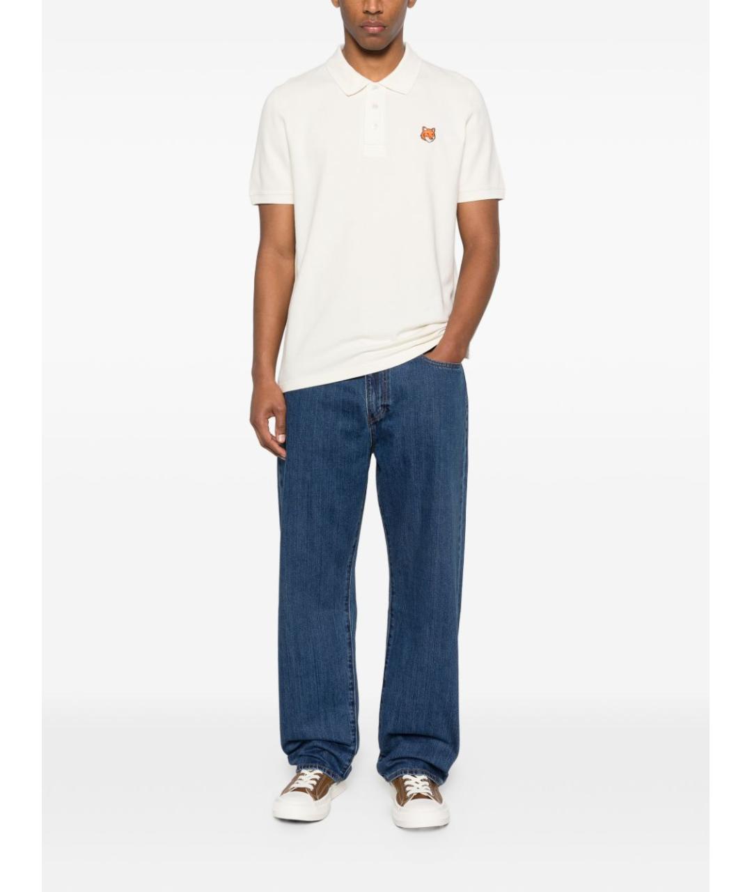 MAISON KITSUNE Бежевая хлопковая футболка, фото 3