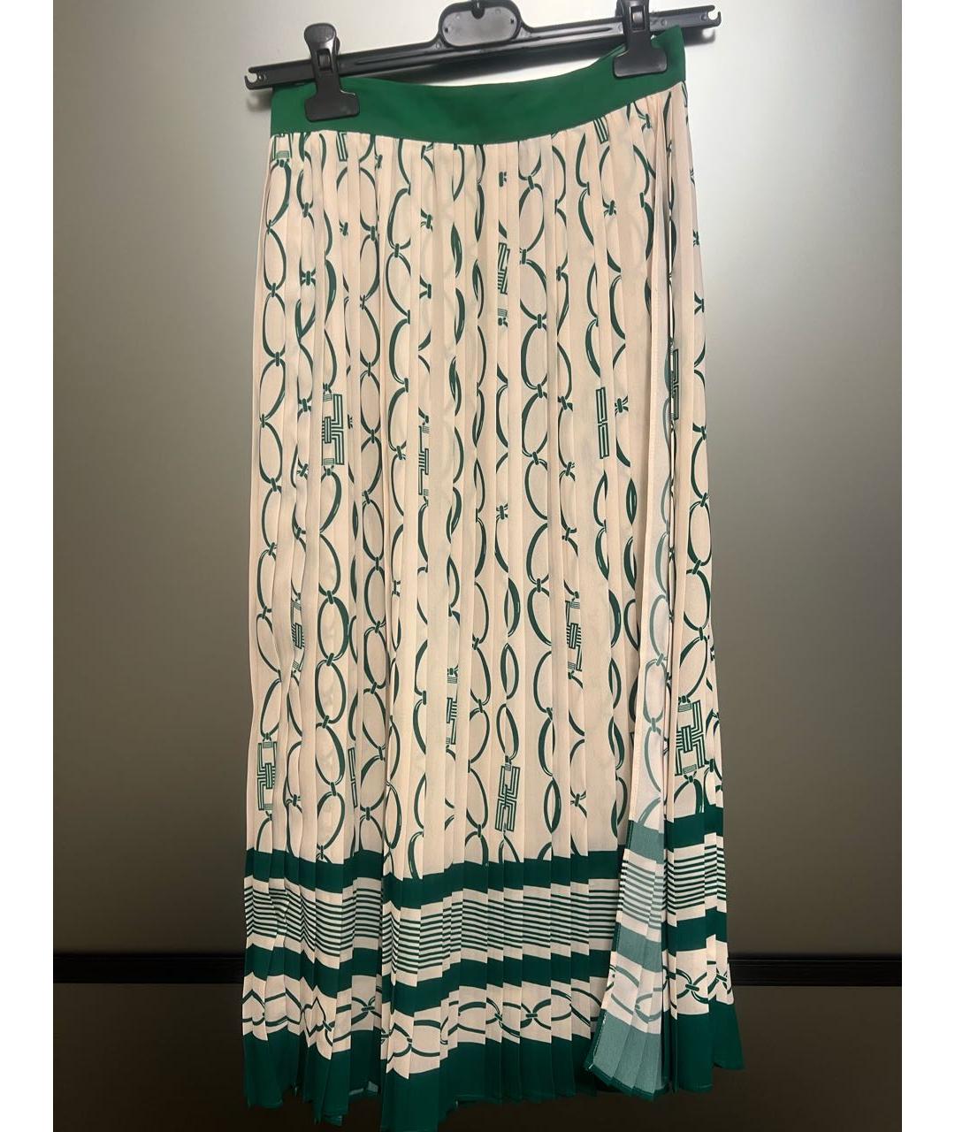 ELISABETTA FRANCHI Салатовая полиэстеровая юбка макси, фото 6