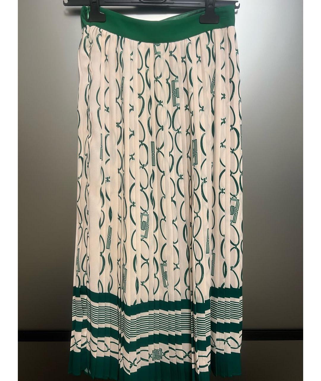 ELISABETTA FRANCHI Салатовая полиэстеровая юбка макси, фото 9