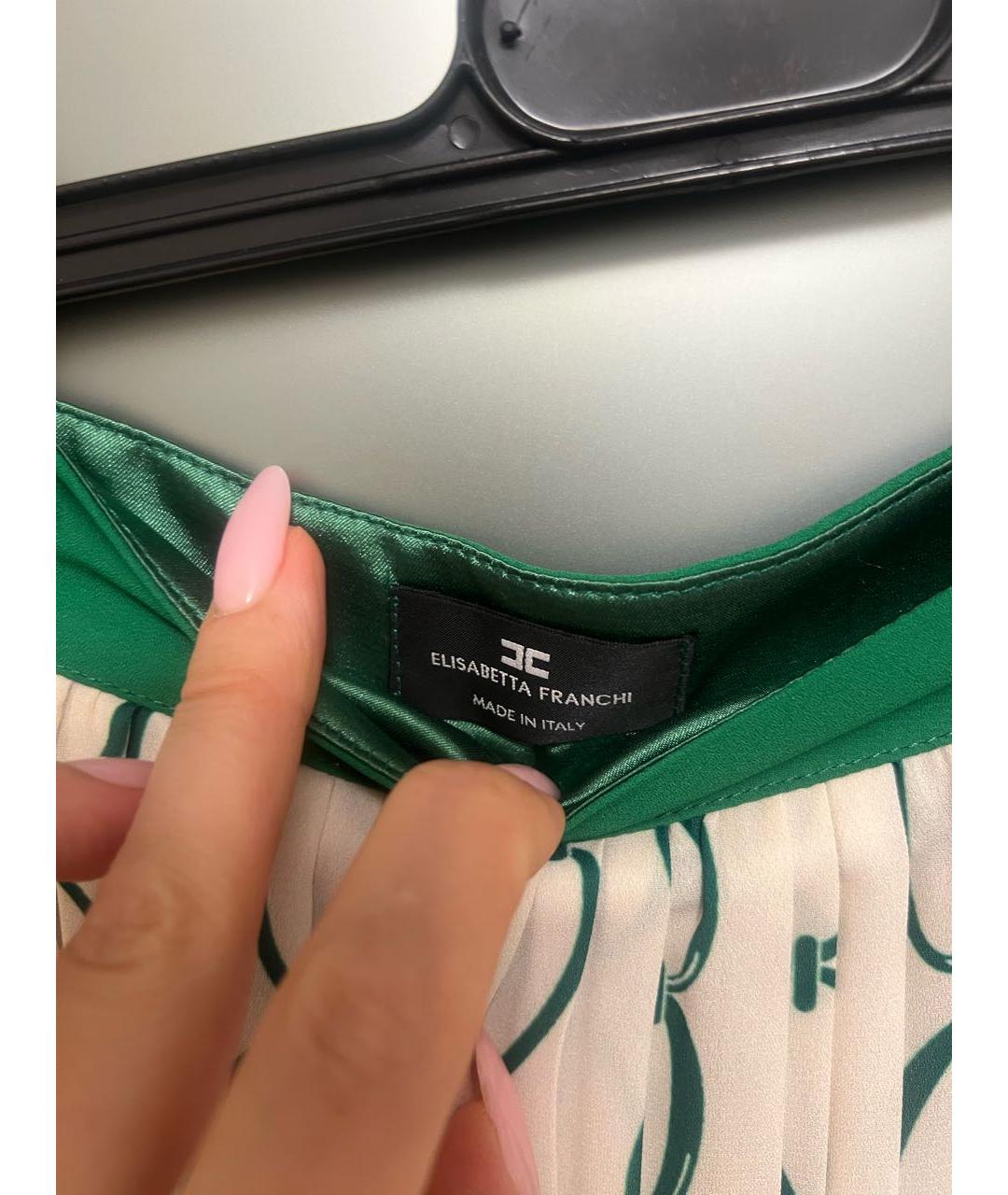 ELISABETTA FRANCHI Салатовая полиэстеровая юбка макси, фото 3