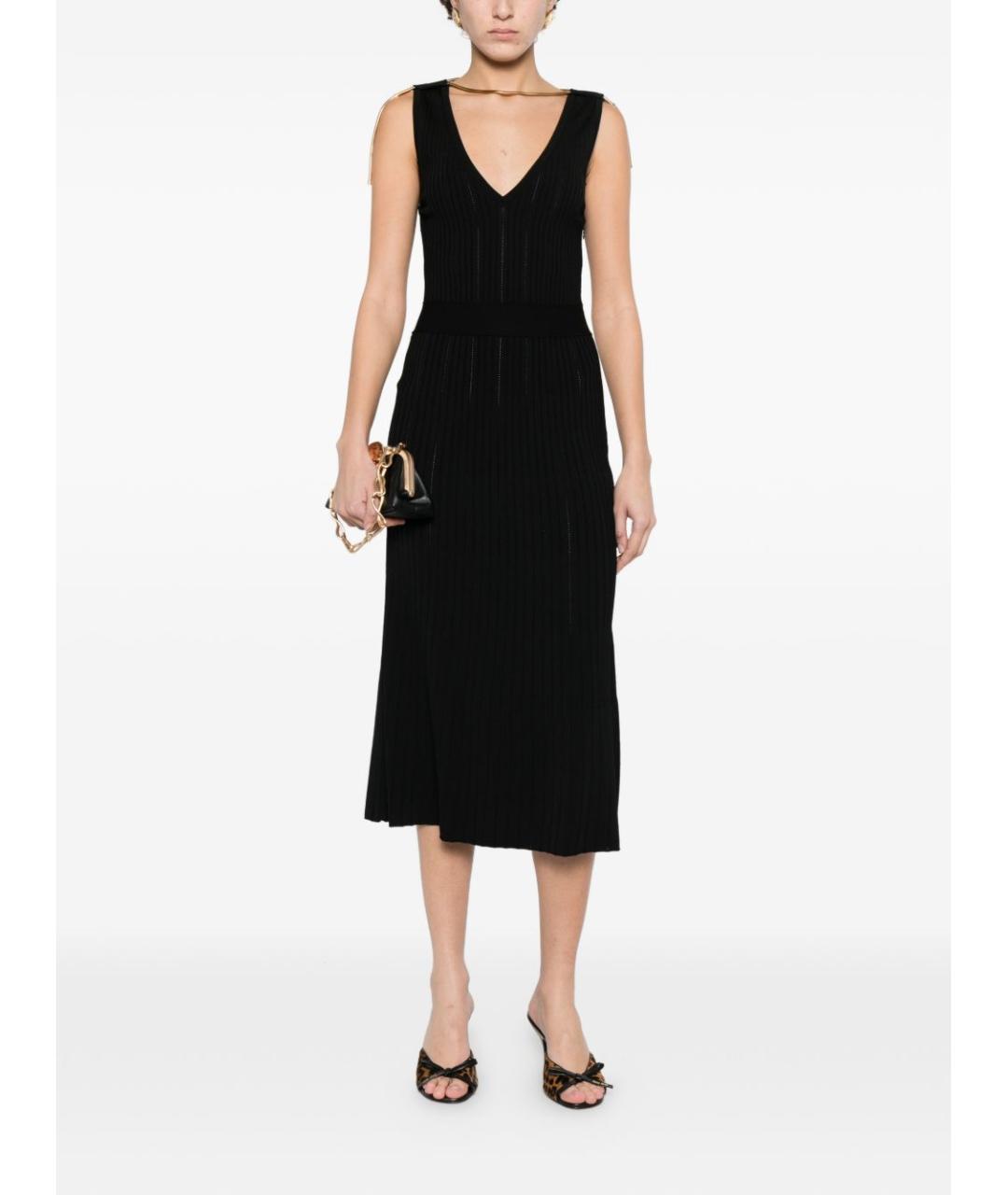 ELISABETTA FRANCHI Черное вискозное повседневное платье, фото 3