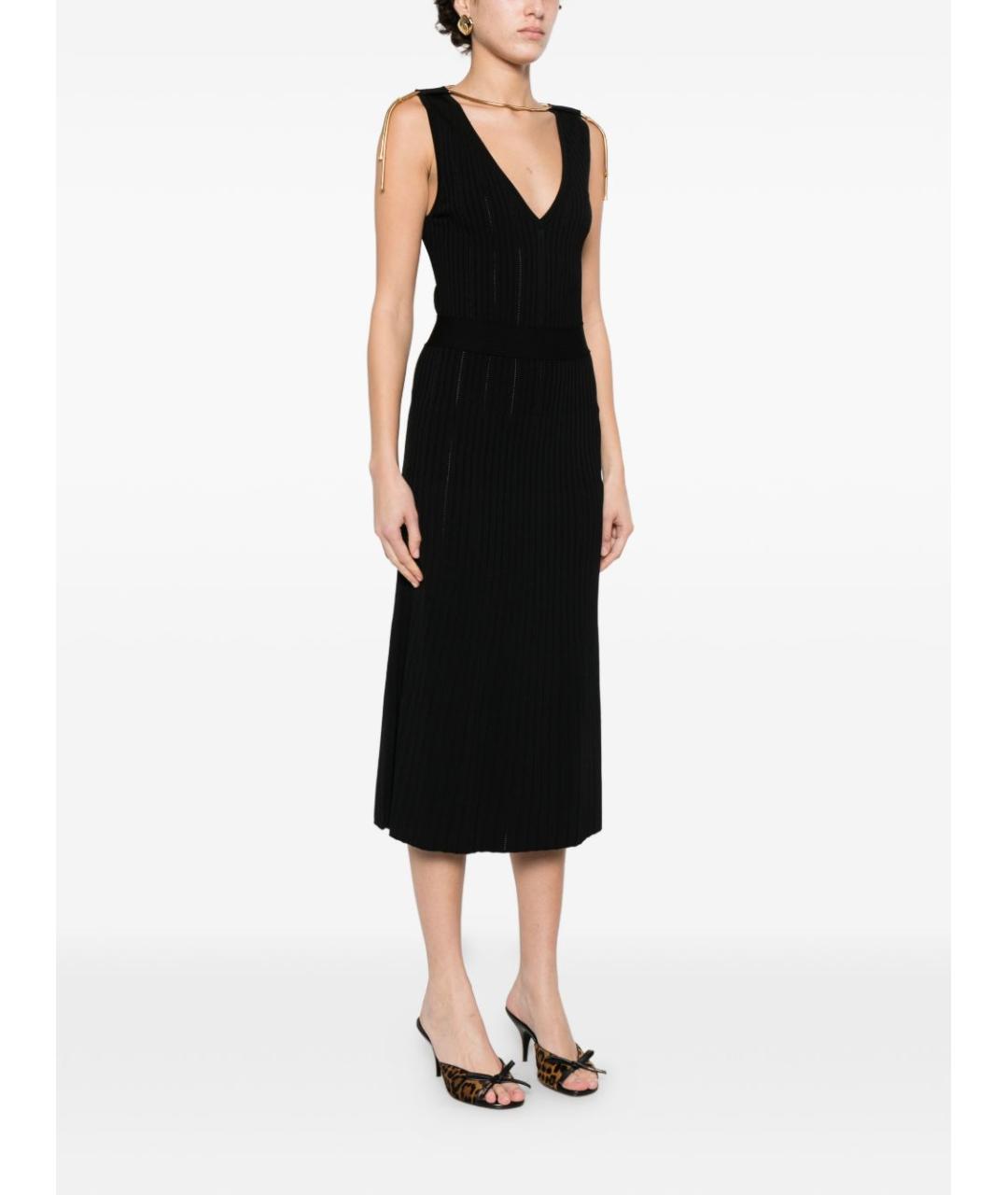 ELISABETTA FRANCHI Черное вискозное повседневное платье, фото 4